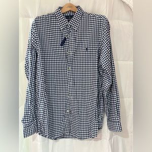 Blue and white plaid button down shirt by Ralph Lauren size XL